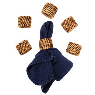 Artifacts Trading Company Rattan Oval Napkin Rings Honey Brown
